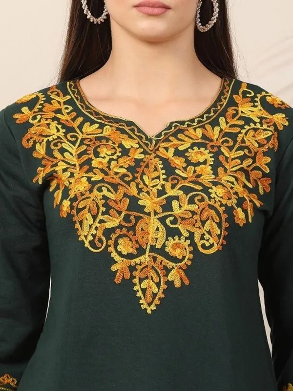 Green_Wool_Premium_Straight_Kurta_For_Women