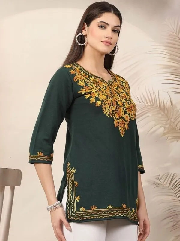 Green_Wool_Premium_Straight_Kurta_For_Women