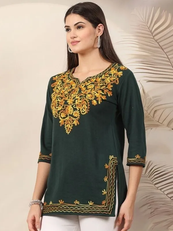 Green_Wool_Premium_Straight_Kurta_For_Women