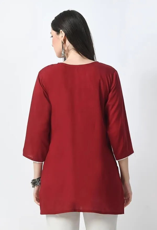 Maroon_Viscose_Rayon_Premium_Straight_Kurta_For_Women