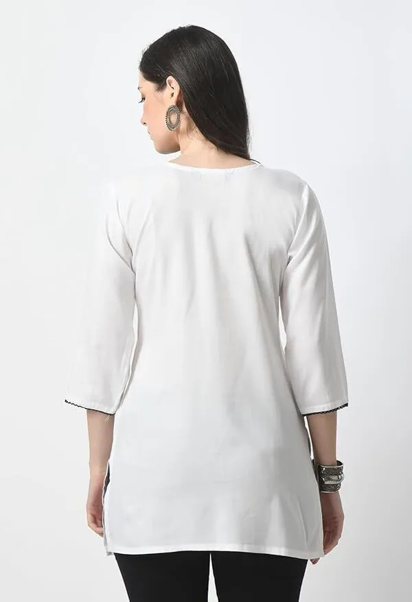 White_Viscose_Rayon_Premium_Straight_Kurta_For_Women
