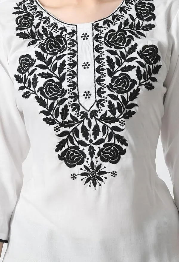 White_Viscose_Rayon_Premium_Straight_Kurta_For_Women