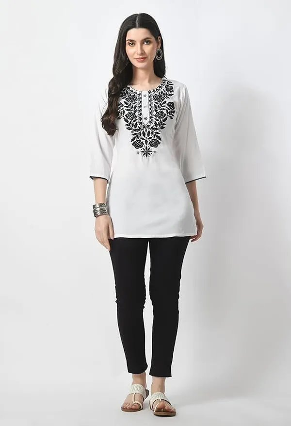 White_Viscose_Rayon_Premium_Straight_Kurta_For_Women