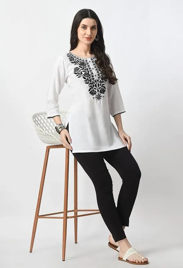 White_Viscose_Rayon_Premium_Straight_Kurta_For_Women