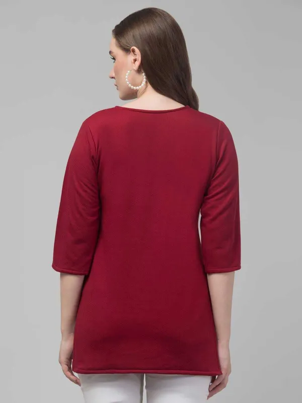 Maroon_Wool_Premium_A-Line_Kurta_For_Women