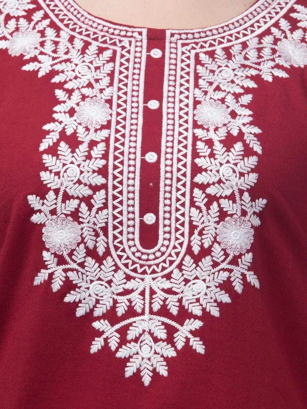 Maroon_Wool_Premium_A-Line_Kurta_For_Women