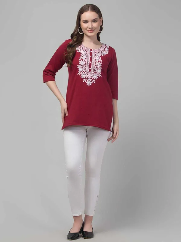 Maroon_Wool_Premium_A-Line_Kurta_For_Women