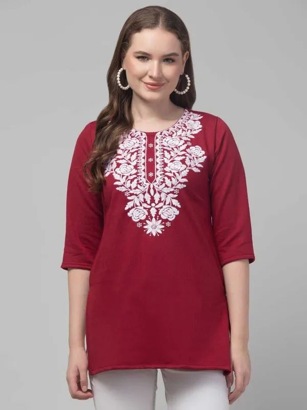 Maroon_Wool_Premium_Kurta_For_Women