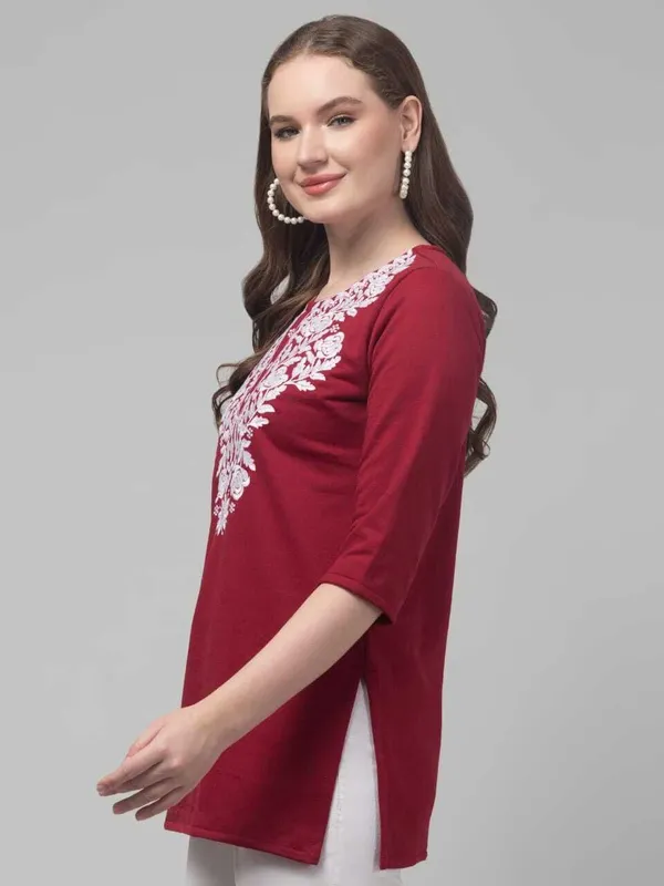 Maroon_Wool_Premium_Kurta_For_Women