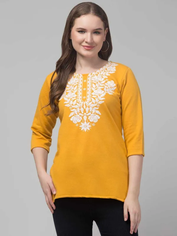 Yellow_Wool_Premium_Kurta_For_Women