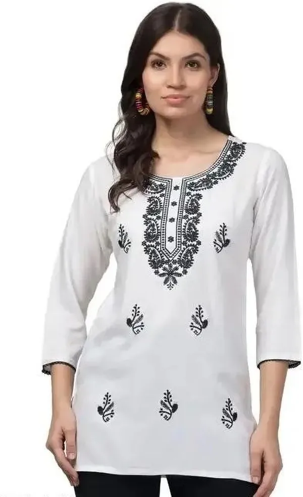White_Viscose_Rayon_Premium_Kurta_For_Women
