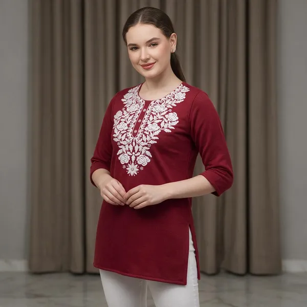 Maroon_Wool_Kurta_For_Women