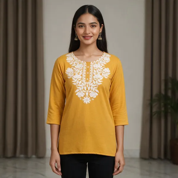 Yellow_Wool_Kurta_For_Women