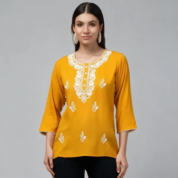 Yellow_Rayon_Kurta_For_Women