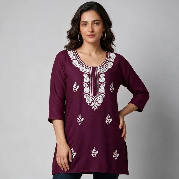 Purple_Viscose_Rayon_Premium_Kurta_For_Women