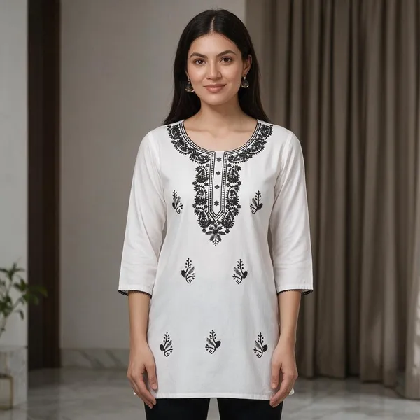 White_Rayon_Kurta_For_Women