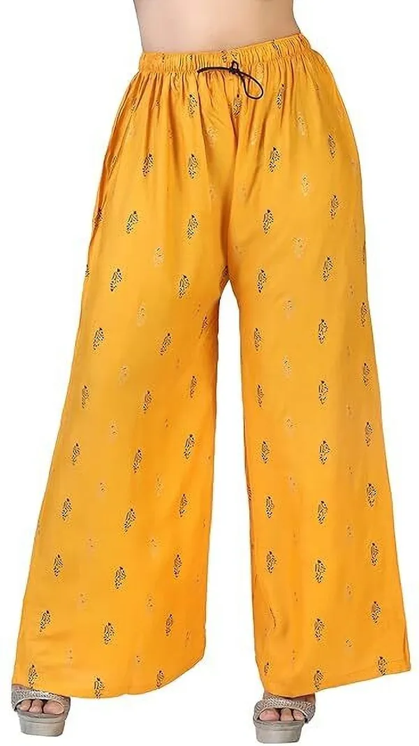 Yellow_Viscose_Rayon_Premium_Trouser_For_Women