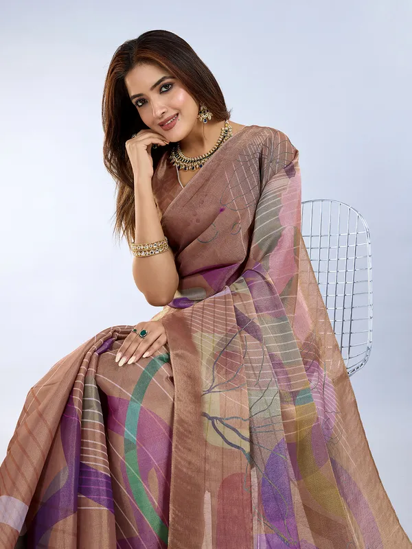 Multicolour_Cotton_Abstract_Block_Print_Saree_With_Blouse_For_Women