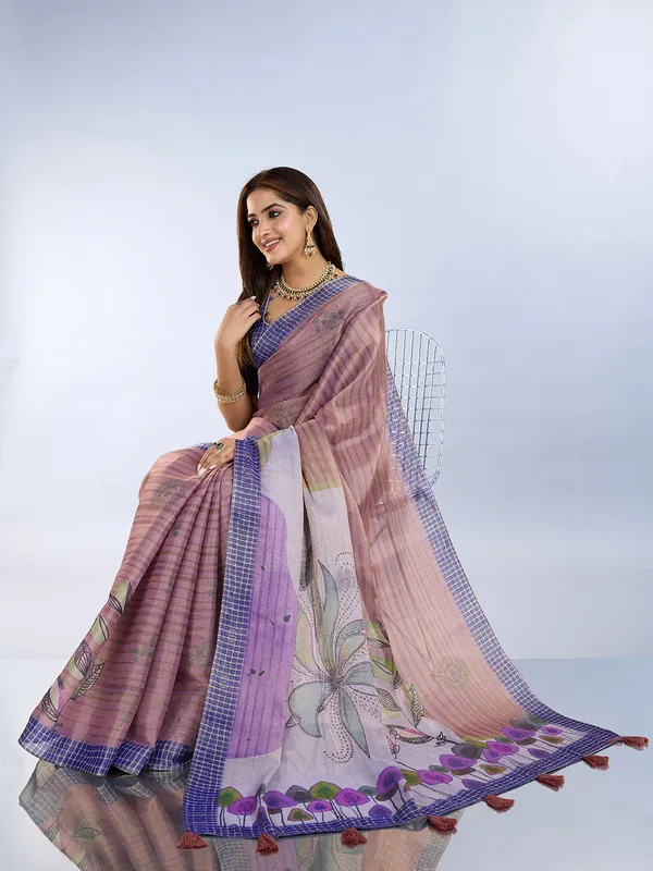 Multicolour_Cotton_Abstract_Block_Print_Saree_With_Blouse_For_Women