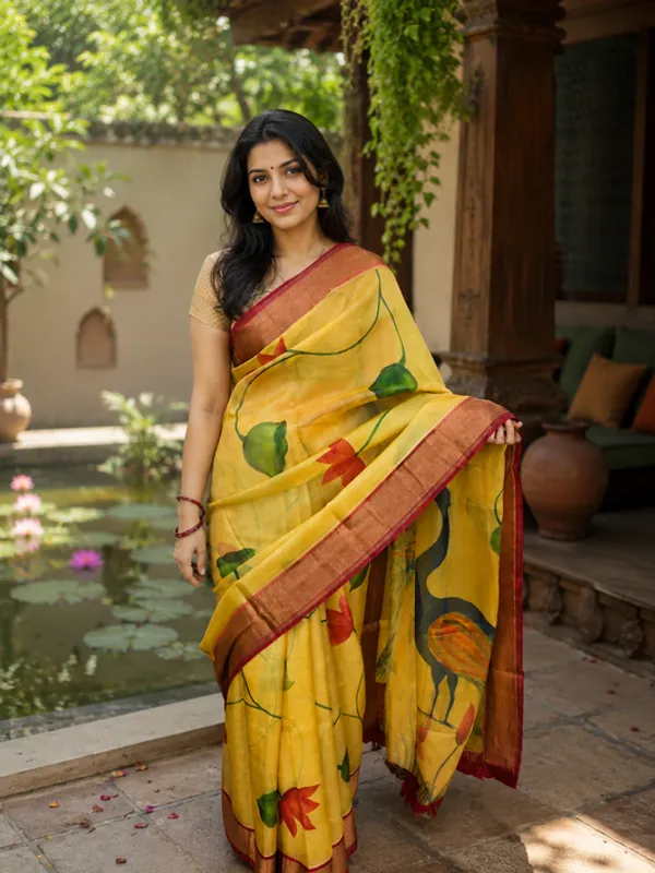 Pure_Tussar_Silk_Handpainted_Saree