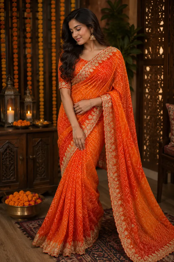 Royal_Kesariya_Bandhej_Georgette_Saree