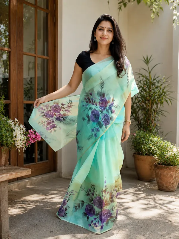 Pure_Tussar_Organza_Handpainted_Saree