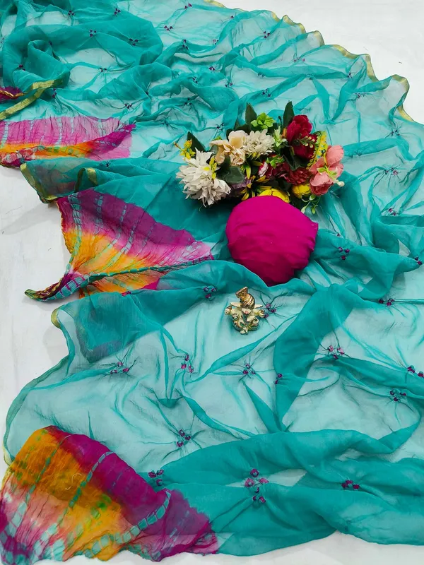 sea_green_jodhpuri_hand_made_bandhej_saree