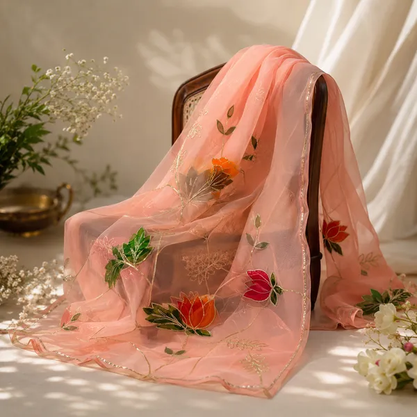 Royal_Blush_Handpainted_Gota_Patti_Georgette_Saree