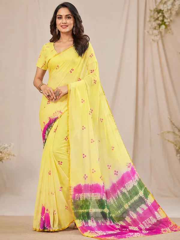 Lemon_Yellow_Jodhpuri_Hand_Made_Bandhej_Saree