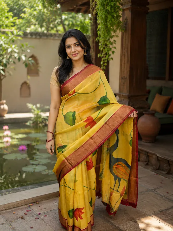 Pure_Tussar_Silk_Handpainted_Saree