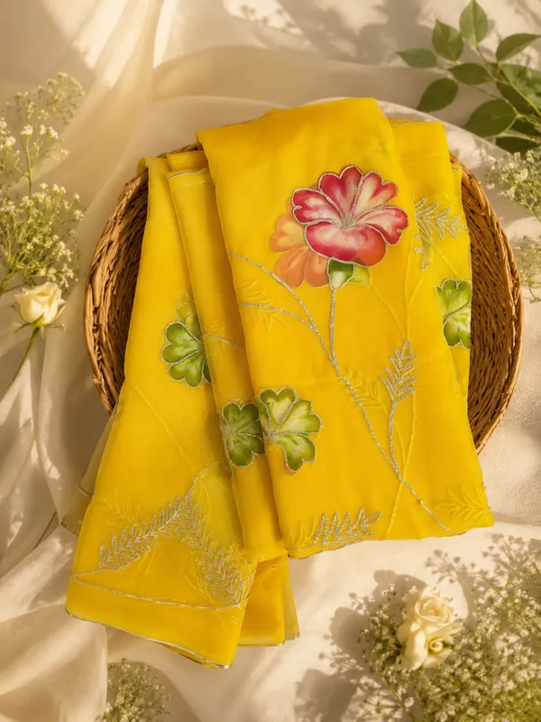 Royal_Sunehri_Blossom_Handpainted_Gota_Patti_Georgette_Saree