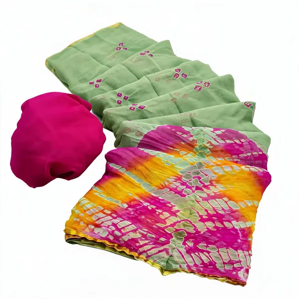 Powder_Green_Jodhpuri_Hand_Made_Bandhej_Saree