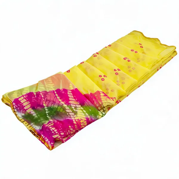 Lemon_Yellow_Jodhpuri_Hand_Made_Bandhej_Saree
