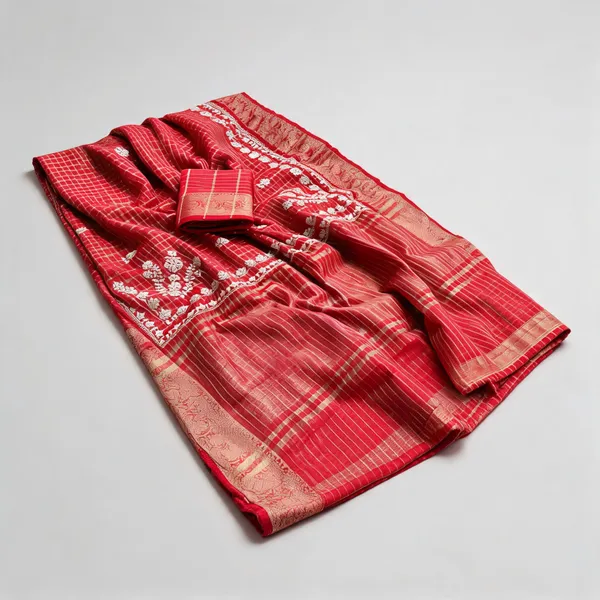 Red_Zari_Pitta_Work_Kota_Check_Festive_Saree
