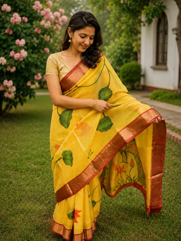 Pure_Tussar_Silk_Handpainted_Saree