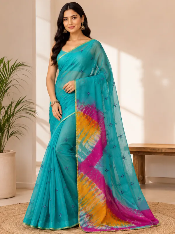 Sea_Green_Sea_Jodhpuri_Hand_Made_Bandhej_Saree