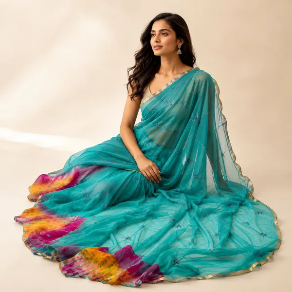 Sea_Green_Sea_Jodhpuri_Hand_Made_Bandhej_Saree