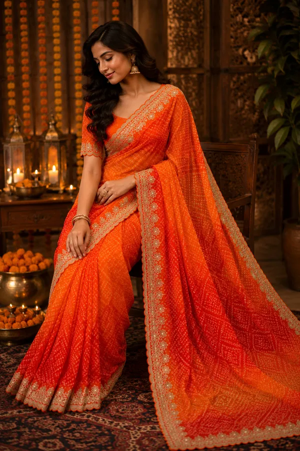 Royal_Kesariya_Bandhej_Georgette_Saree
