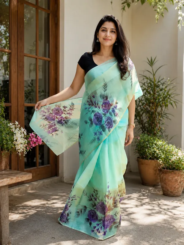 Pure_Tussar_Organza_Handpainted_Saree