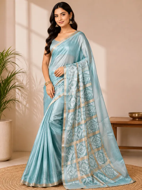 Sky_Blue_Silk_Designer_Bandhani_Pallu_Saree