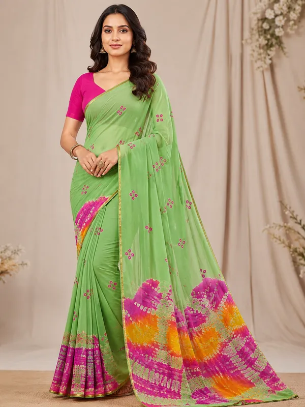 Powder_Green_Jodhpuri_Hand_Made_Bandhej_Saree
