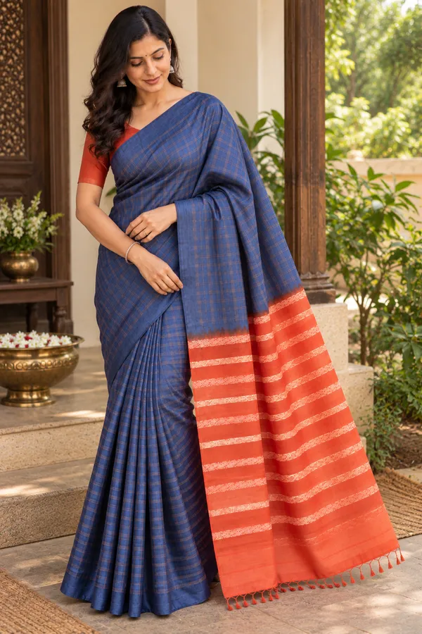 Blue_Pure_Tussar_Handloom_Saree