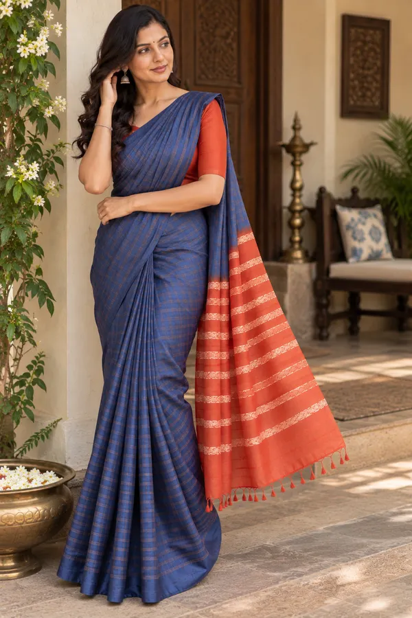 Blue_Pure_Tussar_Handloom_Saree