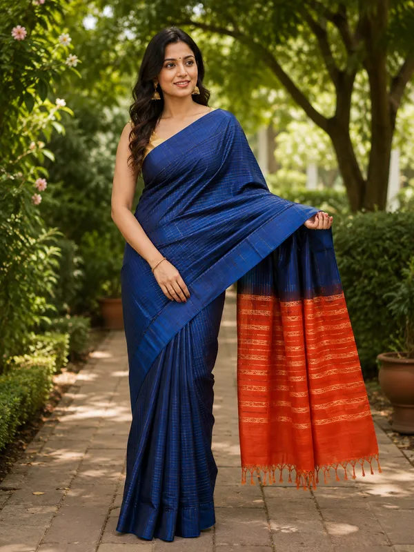Blue_Pure_Tussar_Handloom_Saree