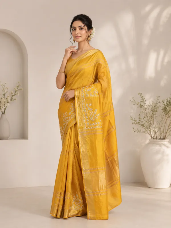 Mustard_Yellow_Zari_Pitta_Work_Kota_Check_Festive_Saree
