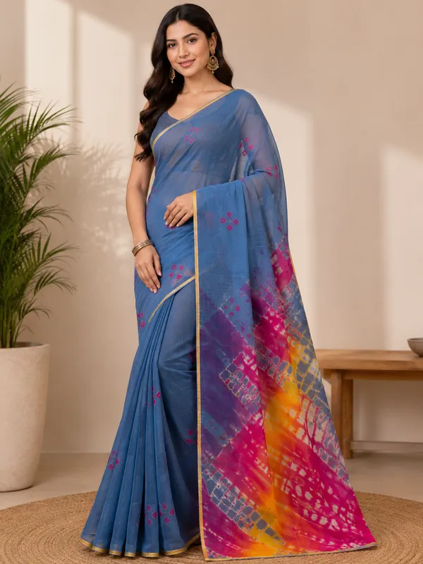 Dusty_Steel_Blue_Dusty_Steel_Jodhpuri_Hand_Made_Bandhej_Saree