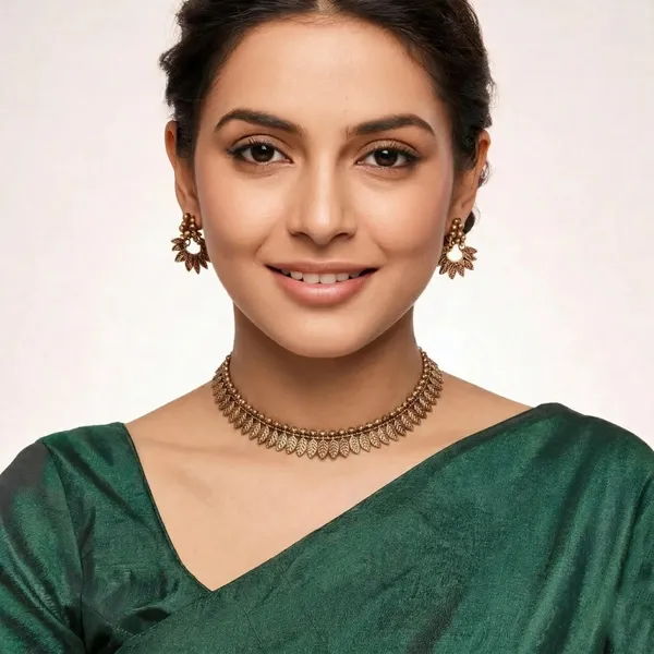 Gold_Plated_Antique_Leaf_Motif_Jewellery_Set_For_Women