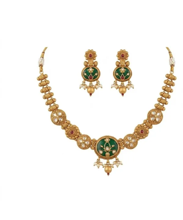 GuruLivora_Brass,_Alloy_Gold,_Green_Jewellery_Set_(Pack_of_1)