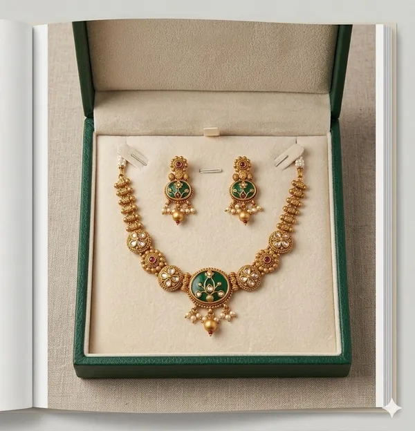 GuruLivora_Brass,_Alloy_Gold,_Green_Jewellery_Set_(Pack_of_1)