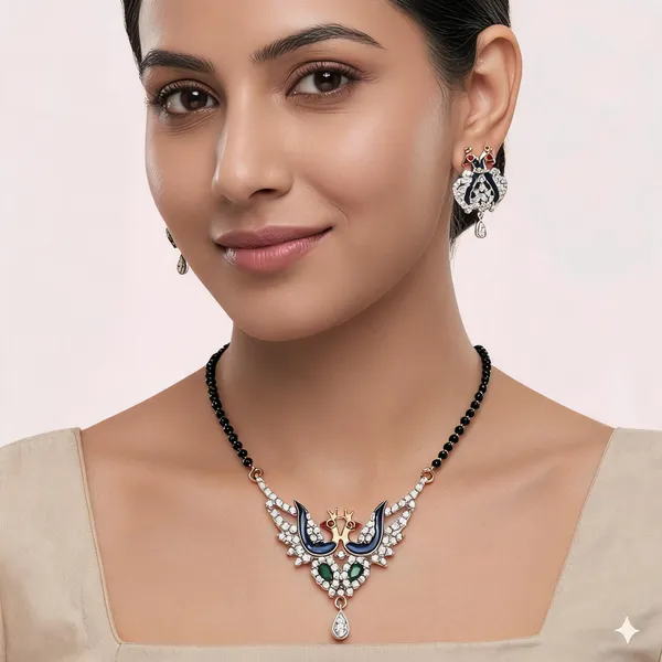 Black_White_Silver_Plated_Peacock_Ad_Mangalsutra_Jewellery_Set_For_Women